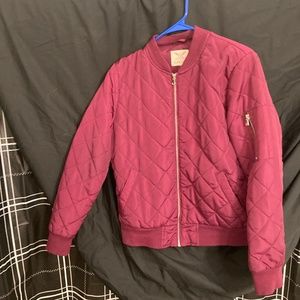 Faded glory burgundy bomber jacket